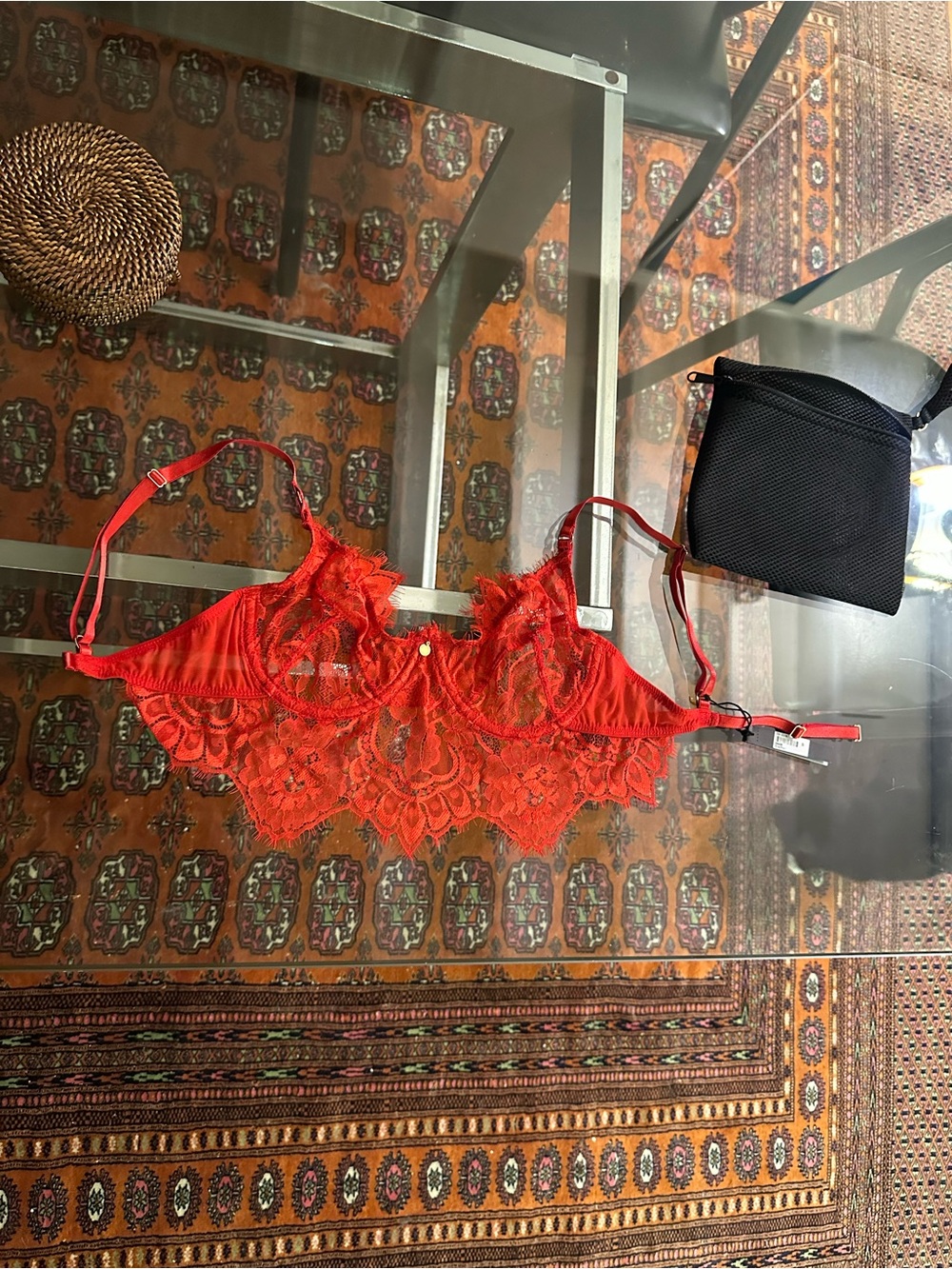 NWT Lace Bra in Red with Scalloped Edge